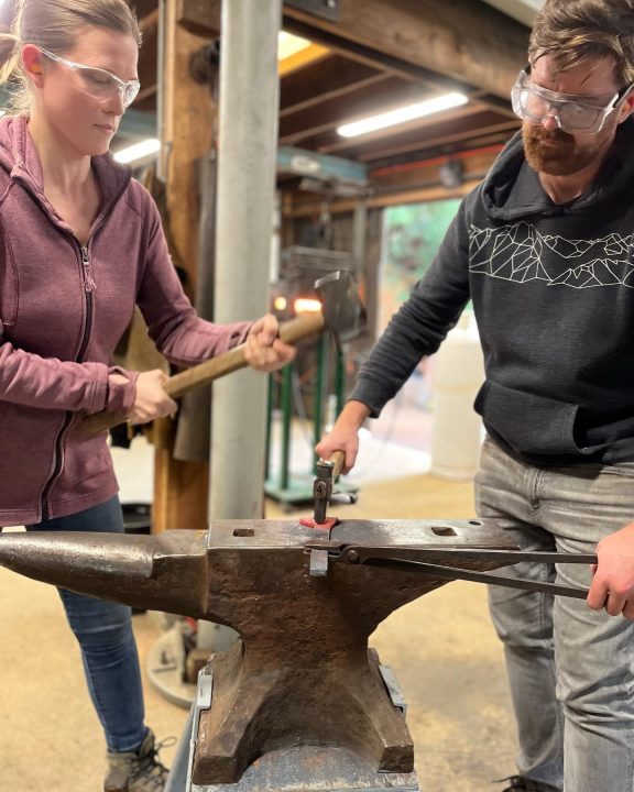 Forging class: smith and striker work